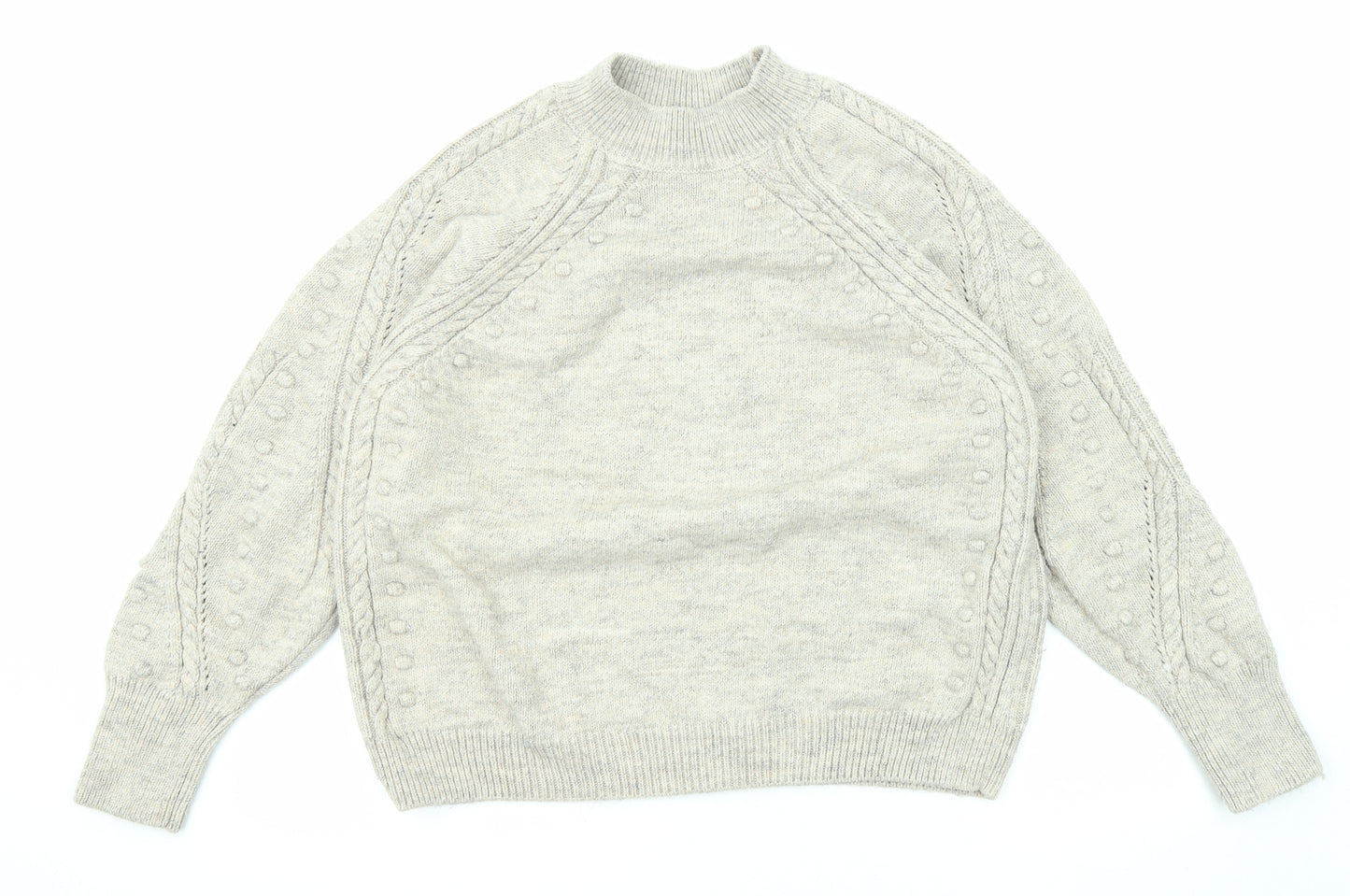 Marks and Spencer Womens Beige High Neck Acrylic Pullover Jumper Size L