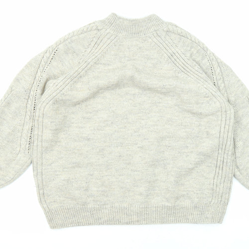 Marks and Spencer Womens Beige High Neck Acrylic Pullover Jumper Size L