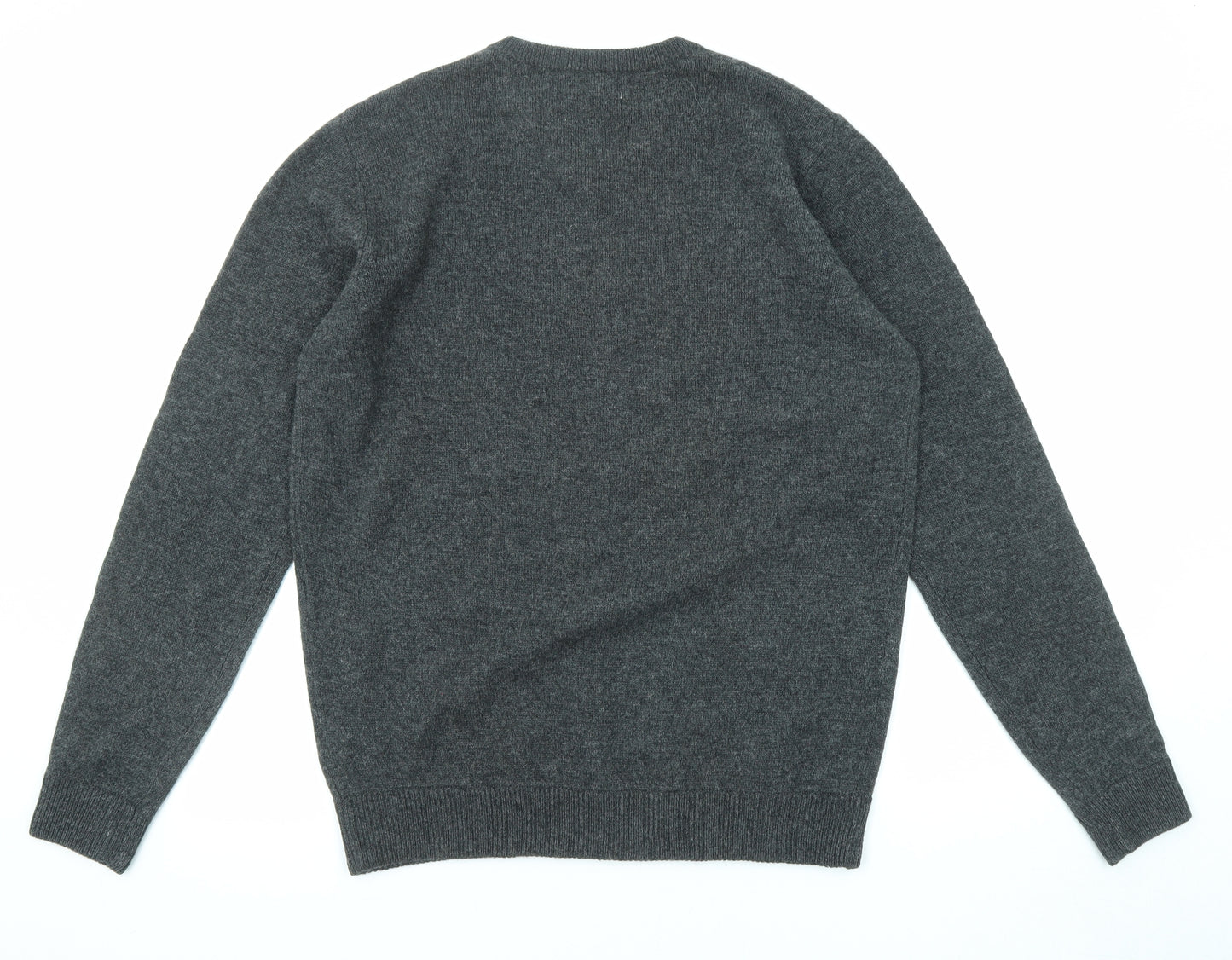 Jack Russell Mens Grey V-Neck Wool Pullover Jumper Size L Long Sleeve