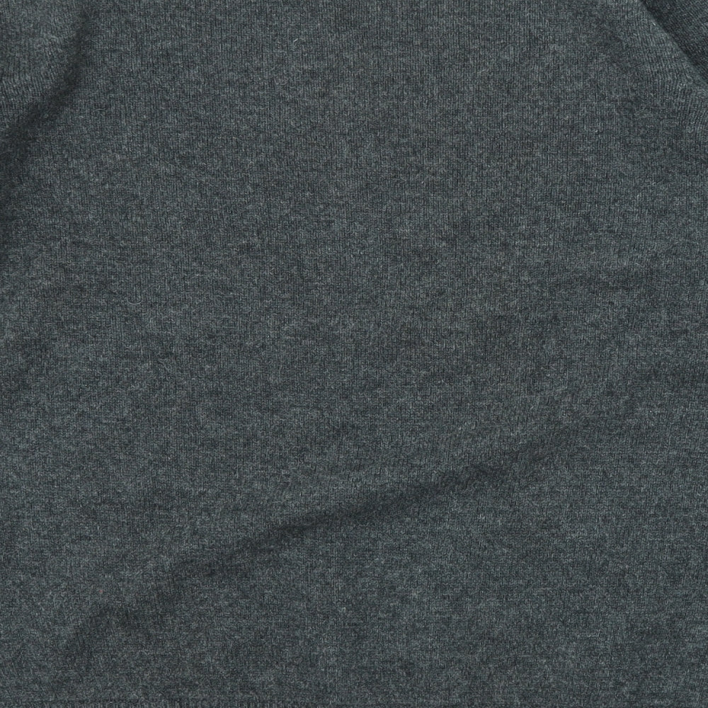 Jack Russell Mens Grey V-Neck Wool Pullover Jumper Size L Long Sleeve
