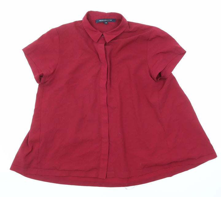French Connection Womens Purple Polyester Basic Button-Up Size XS Collared