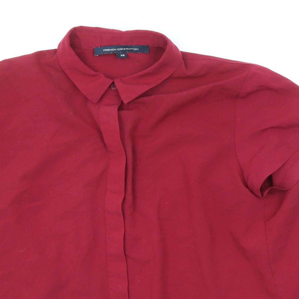 French Connection Womens Purple Polyester Basic Button-Up Size XS Collared