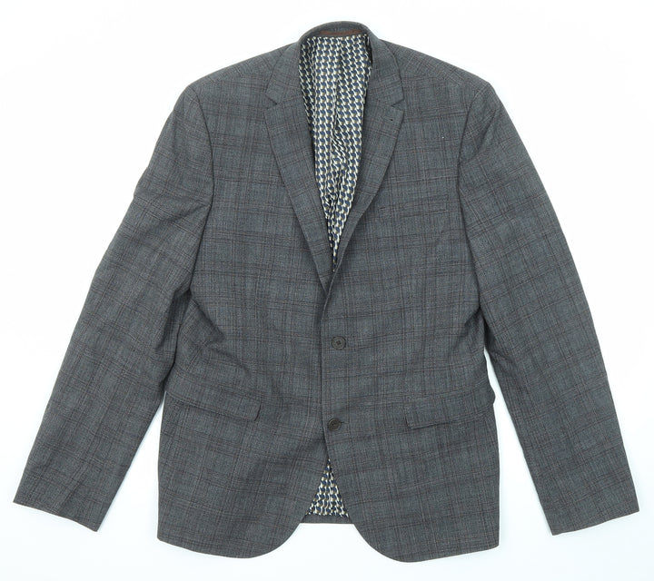 NEXT Mens Grey Plaid Wool Jacket Blazer Size 42 Regular