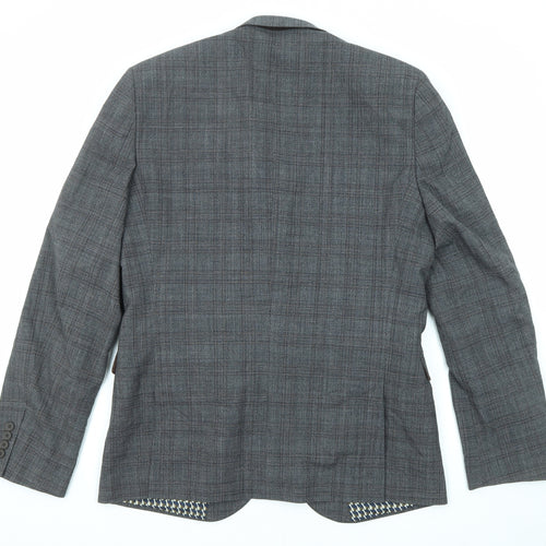 NEXT Mens Grey Plaid Wool Jacket Blazer Size 42 Regular