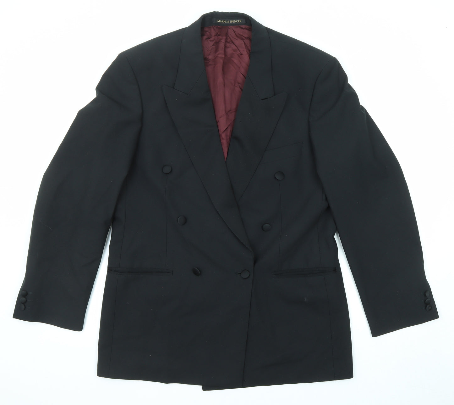 Marks and Spencer Mens Black Polyester Jacket Suit Jacket Size 40 Regular