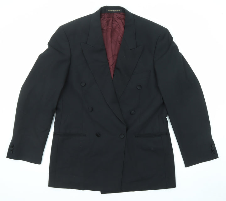 Marks and Spencer Mens Black Polyester Jacket Suit Jacket Size 40 Regular