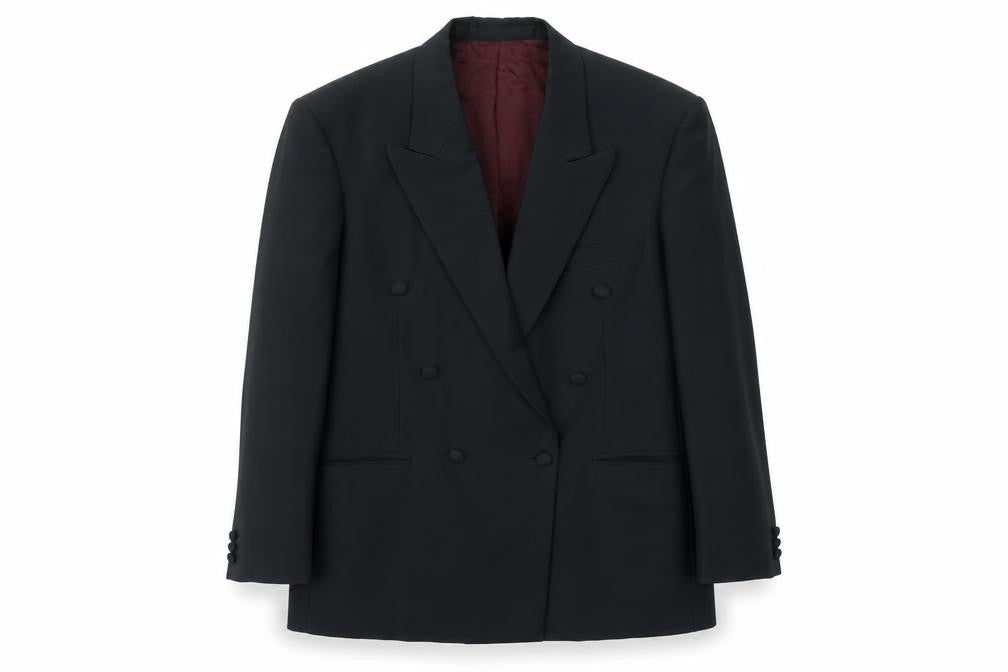 Front view of Marks & Spencer men’s black polyester jacket suit jacket, size 40, regular