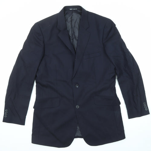 T.M.Lewin Mens Blue Wool Jacket Suit Jacket Size 40 Regular