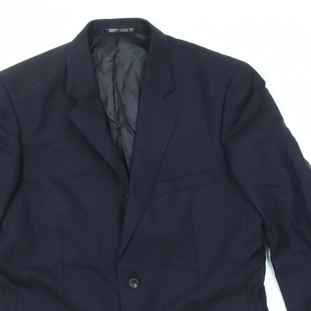T.M.Lewin Mens Blue Wool Jacket Suit Jacket Size 40 Regular
