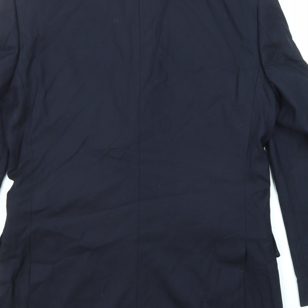 T.M.Lewin Mens Blue Wool Jacket Suit Jacket Size 40 Regular