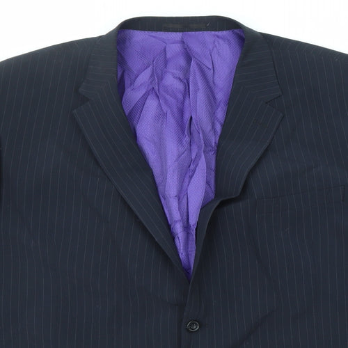 Skopes Mens Blue Striped Wool Jacket Suit Jacket Size 54 Regular