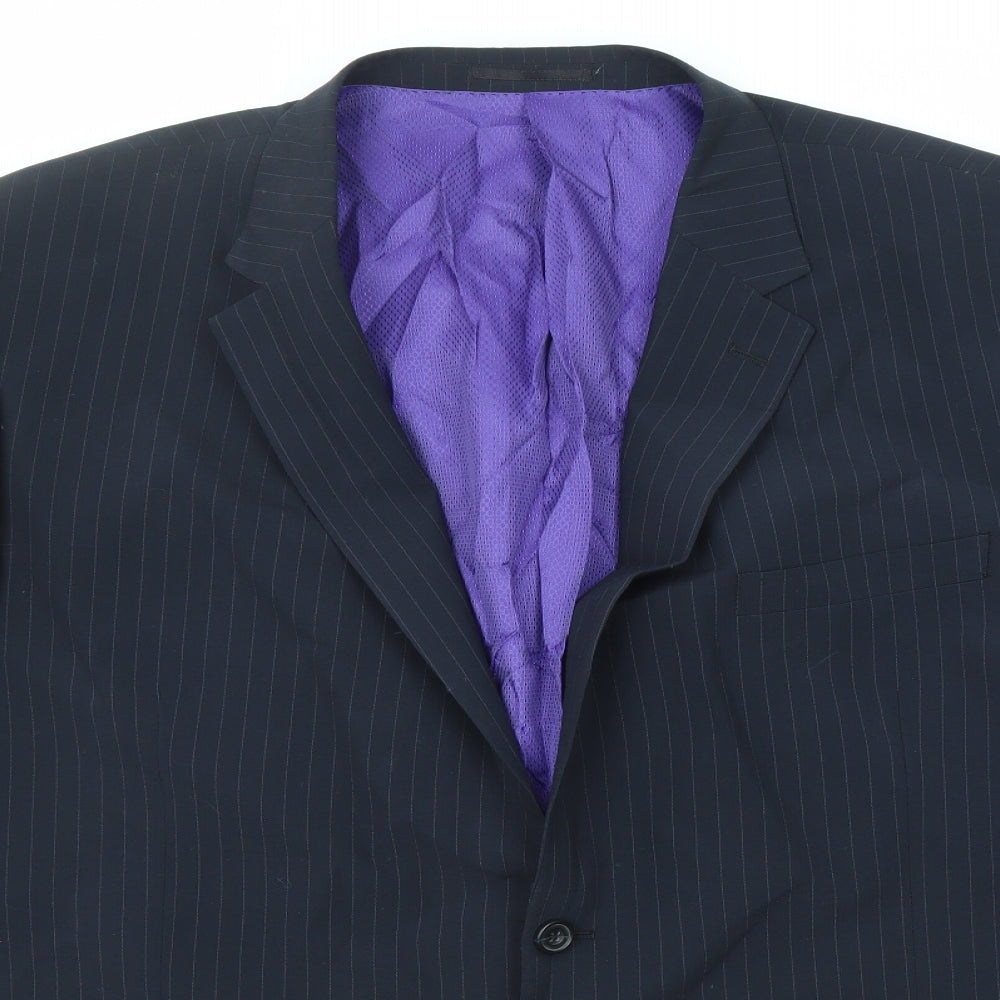 Skopes Mens Blue Striped Wool Jacket Suit Jacket Size 54 Regular