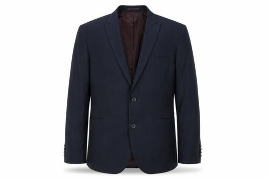 Front view of Next men’s blue polyester jacket suit jacket, size 44, regular