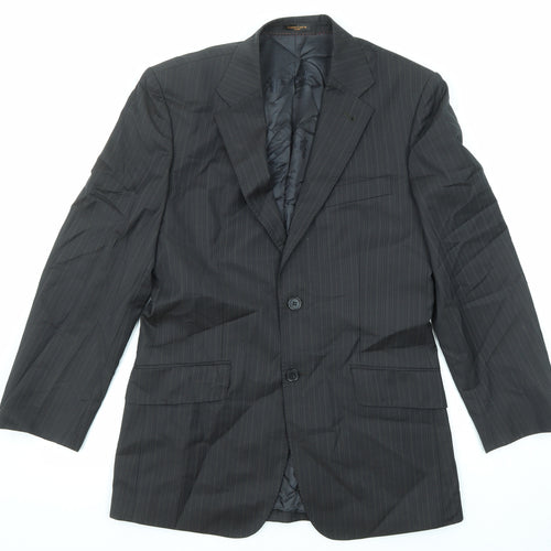Simon Carter Mens Black Striped Polyester Jacket Suit Jacket Size 38 Regular