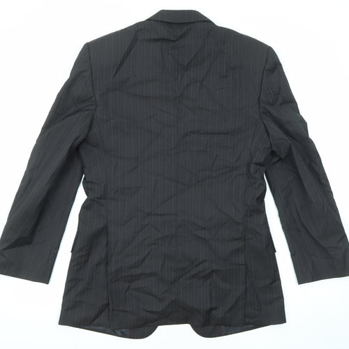 Simon Carter Mens Black Striped Polyester Jacket Suit Jacket Size 38 Regular