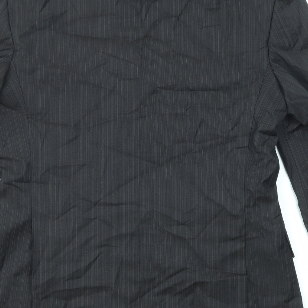 Simon Carter Mens Black Striped Polyester Jacket Suit Jacket Size 38 Regular