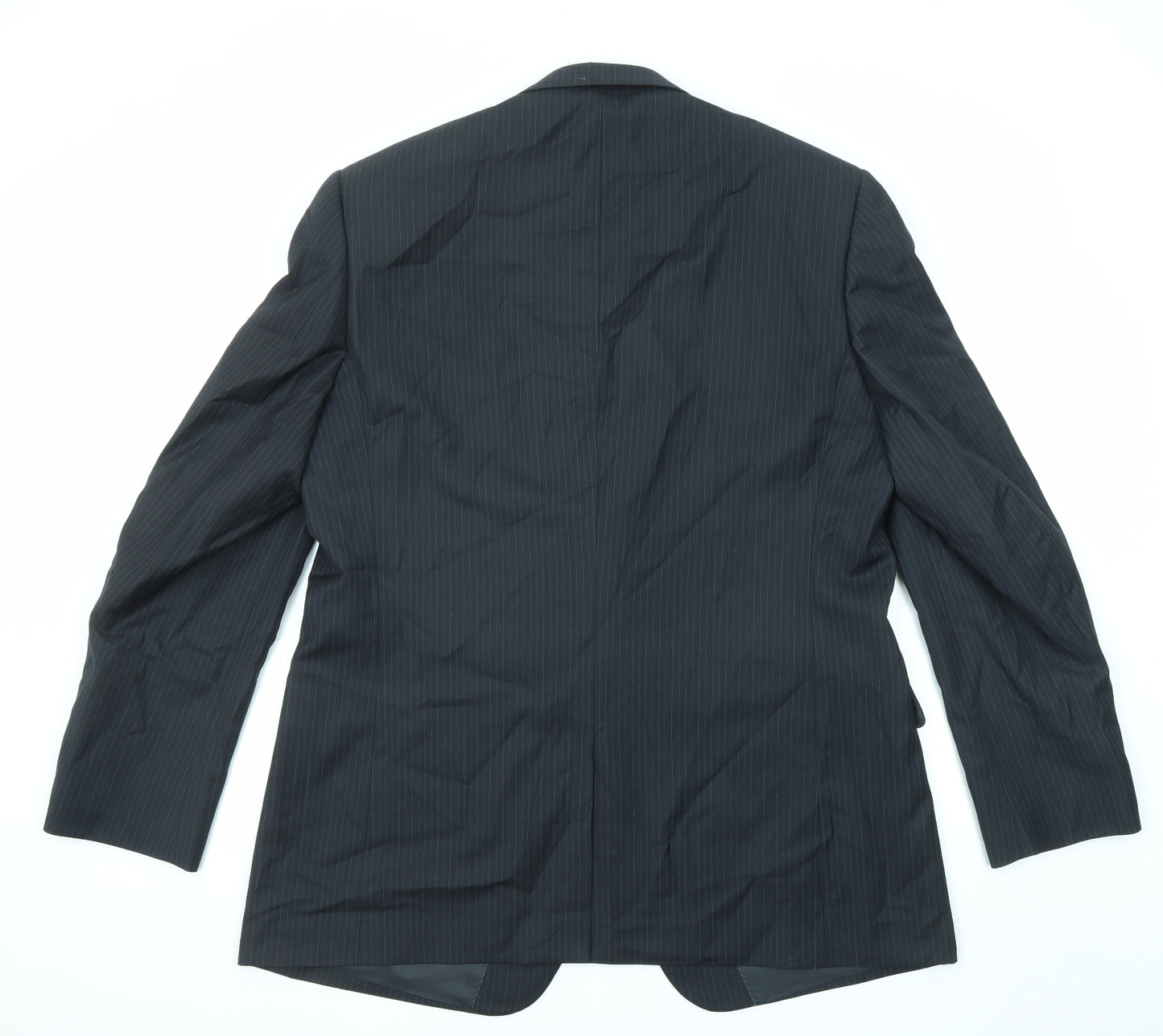 Burton Mens Black Striped Polyester Jacket Suit Jacket Size 46 Regular