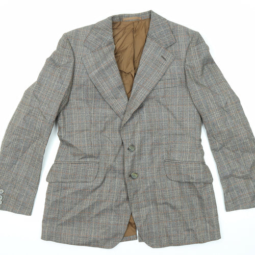 John Weitz Mens Grey Plaid Viscose Jacket Blazer Size 42 Regular