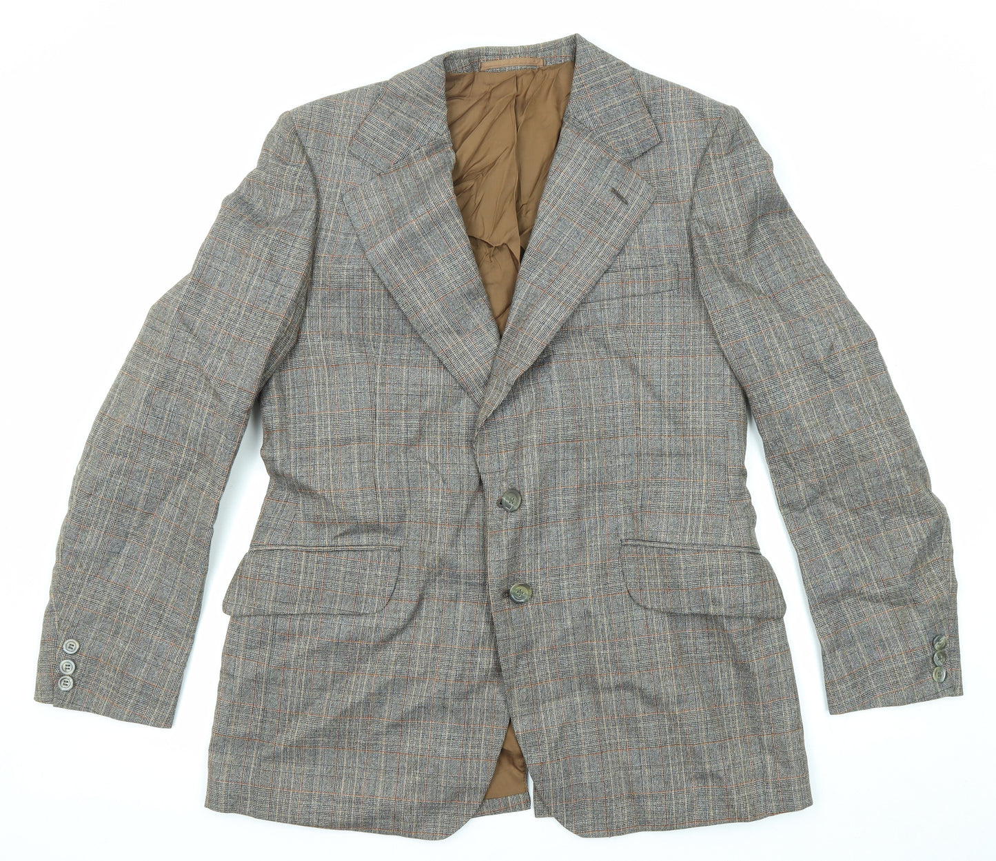 John Weitz Mens Grey Plaid Viscose Jacket Blazer Size 42 Regular
