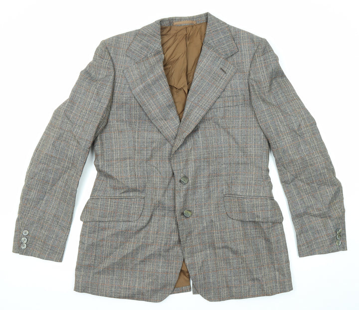 John Weitz Mens Grey Plaid Viscose Jacket Blazer Size 42 Regular