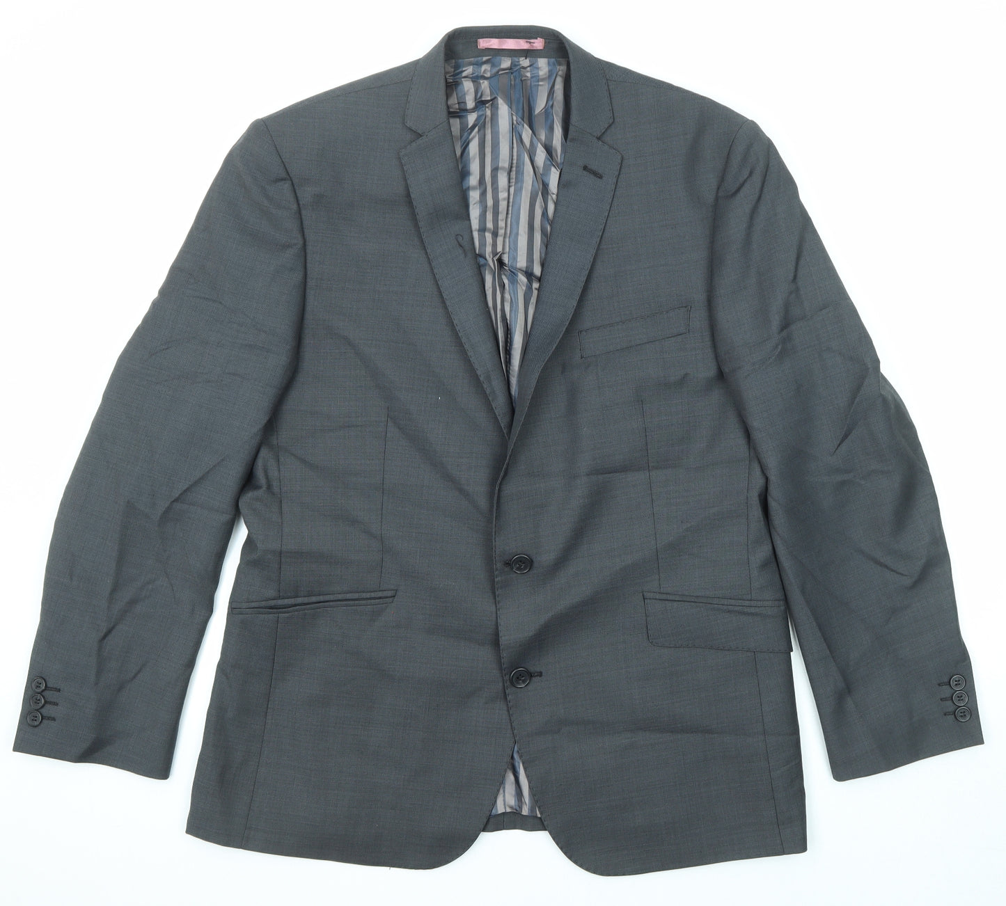 Flintoff Mens Grey Wool Jacket Suit Jacket Size 42 Regular