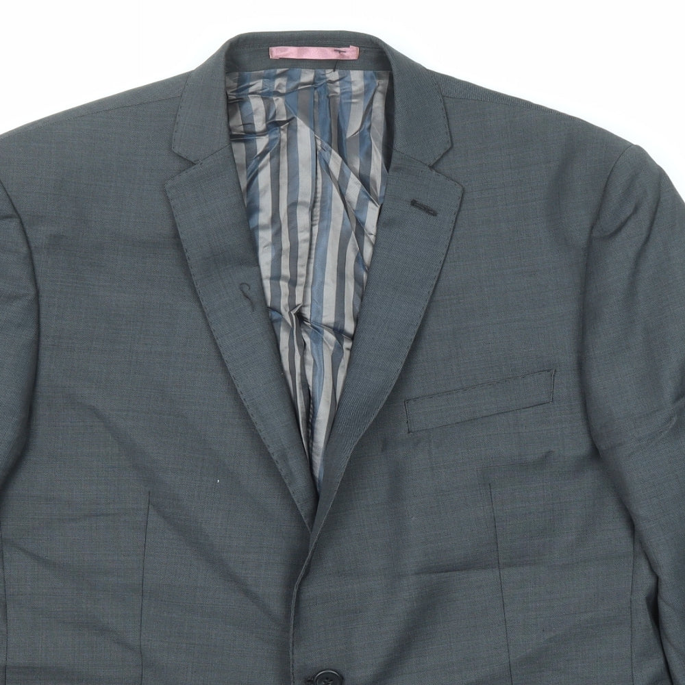 Flintoff Mens Grey Wool Jacket Suit Jacket Size 42 Regular