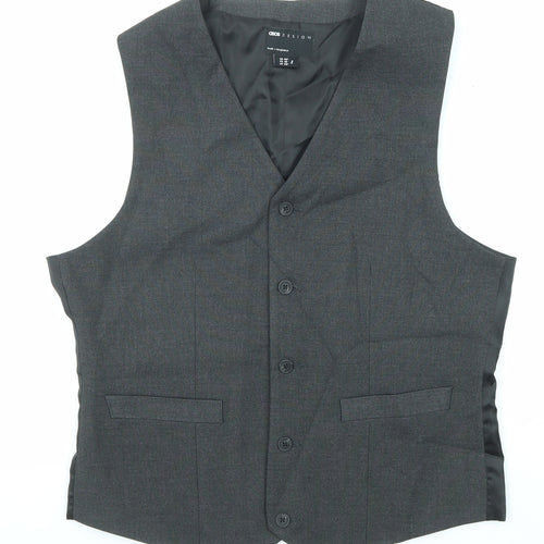 ASOS Mens Grey Polyester Jacket Suit Waistcoat Size 40 Regular