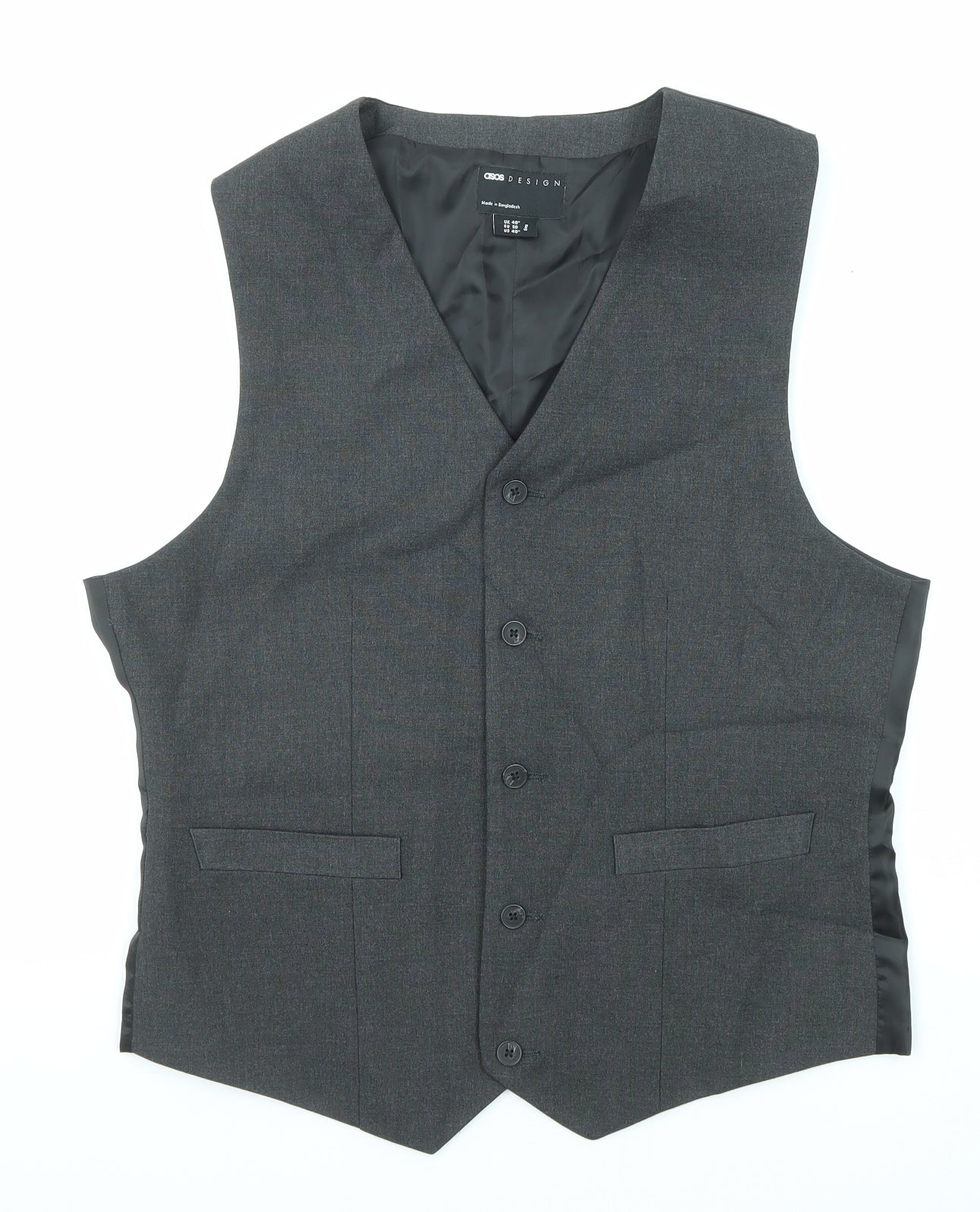 ASOS Mens Grey Polyester Jacket Suit Waistcoat Size 40 Regular