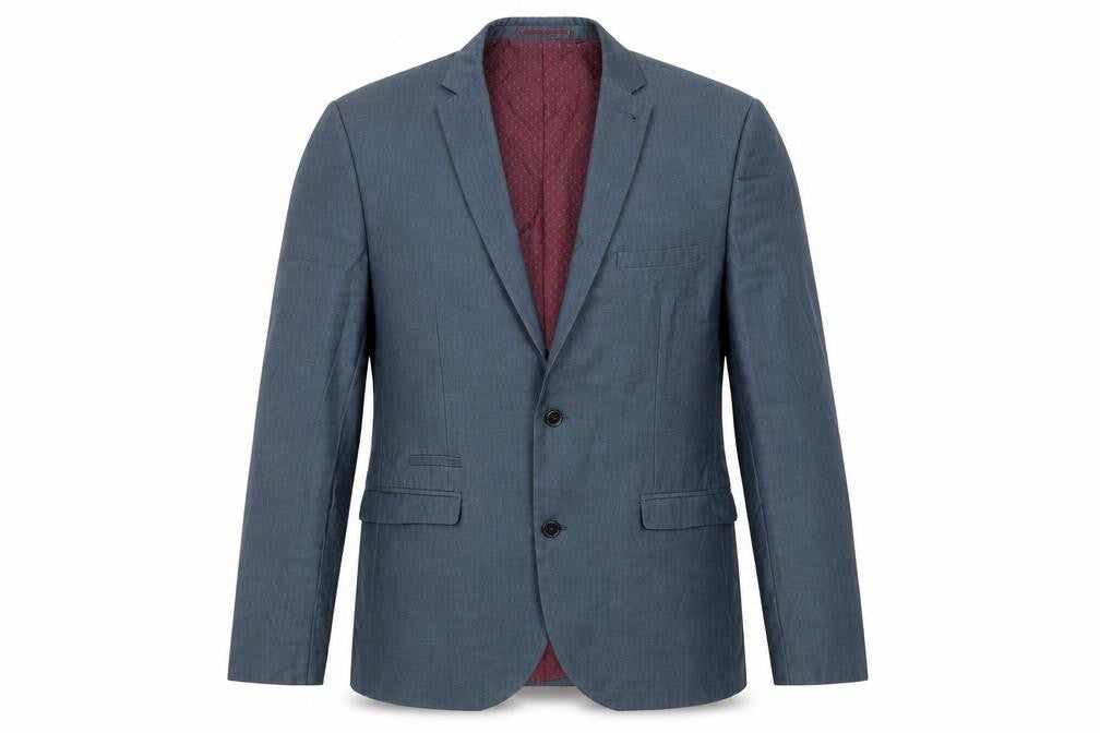 Front view of Connor men’s blue polyester jacket suit jacket, size 42, regular
