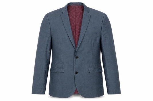 Front view of Connor men’s blue polyester jacket suit jacket, size 42, regular