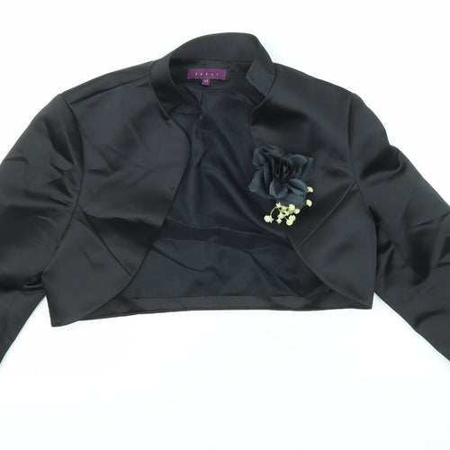 Debut Womens Black Jacket Blazer Size 12 - Flower Detail