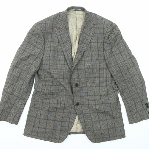 Skopes Mens Grey Plaid Wool Jacket Blazer Size 38 Regular