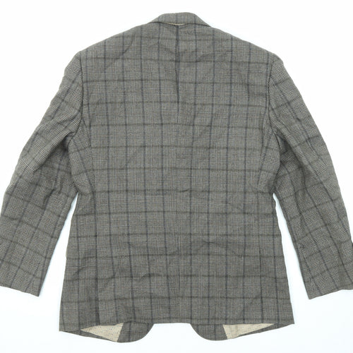 Skopes Mens Grey Plaid Wool Jacket Blazer Size 38 Regular