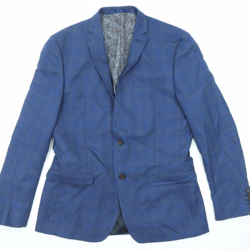 Limehaus Mens Blue Striped Polyester Jacket Suit Jacket Size 40 Regular