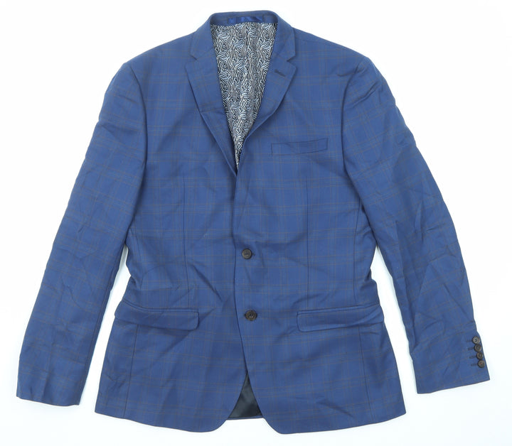 Limehaus Mens Blue Striped Polyester Jacket Suit Jacket Size 40 Regular