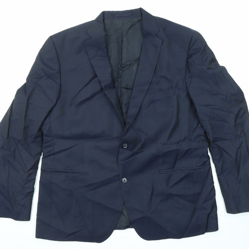 ROY ROBSON Mens Blue Wool Jacket Suit Jacket Size 56 Regular