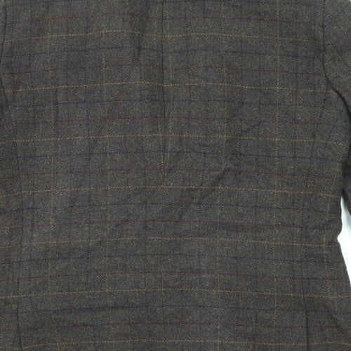 Harvey & Jones Mens Green Check Polyester Jacket Blazer Size 44 Regular - Elbow Patches