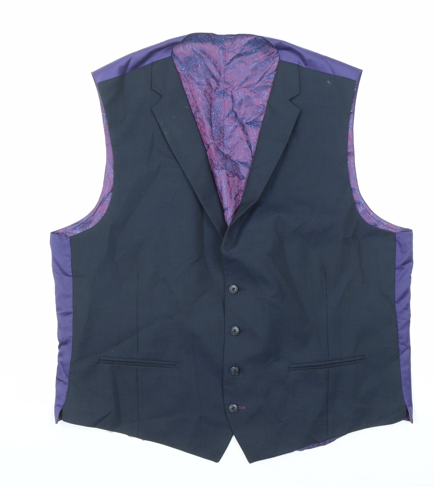 Gibson Mens Blue Wool Jacket Suit Waistcoat Size 48 Regular