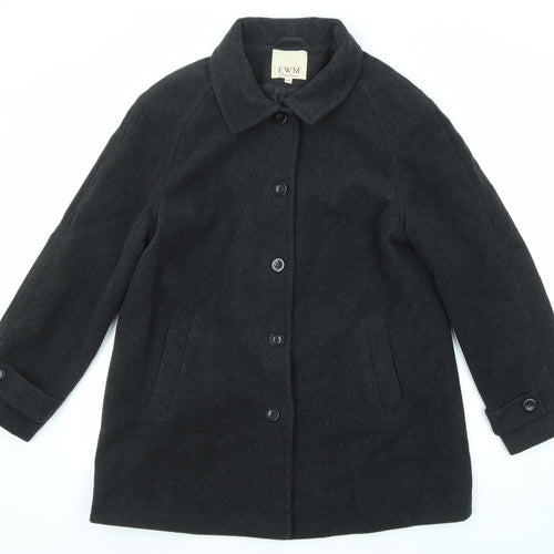 EWM Womens Black Pea Coat Coat Size 14 Button