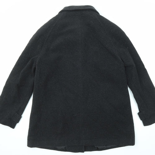 EWM Womens Black Pea Coat Coat Size 14 Button
