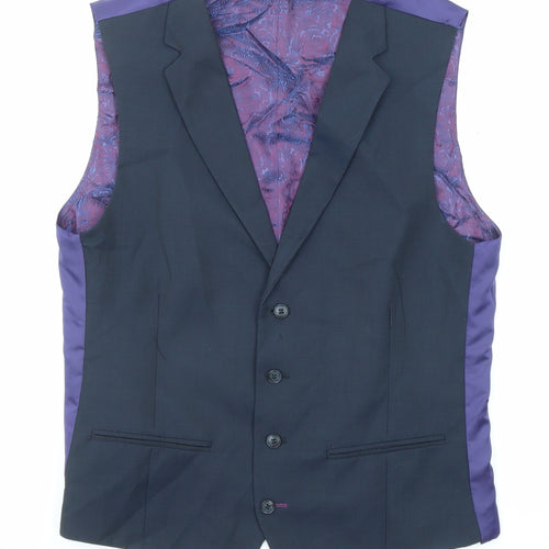 Gibson Mens Blue Wool Jacket Suit Waistcoat Size 40 Regular
