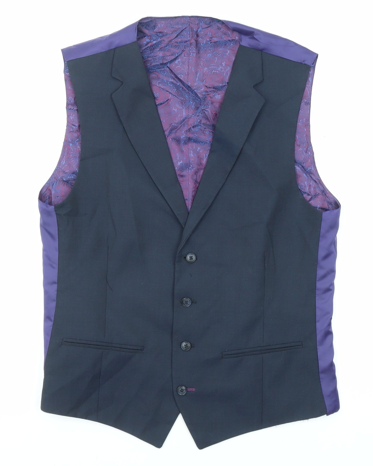 Gibson Mens Blue Wool Jacket Suit Waistcoat Size 40 Regular