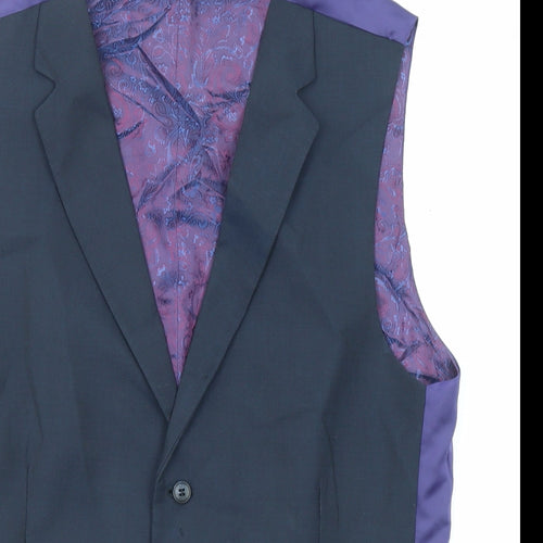 Gibson Mens Blue Wool Jacket Suit Waistcoat Size 40 Regular