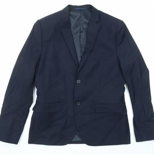 H&M Mens Blue Polyester Jacket Suit Jacket Size 50 Regular