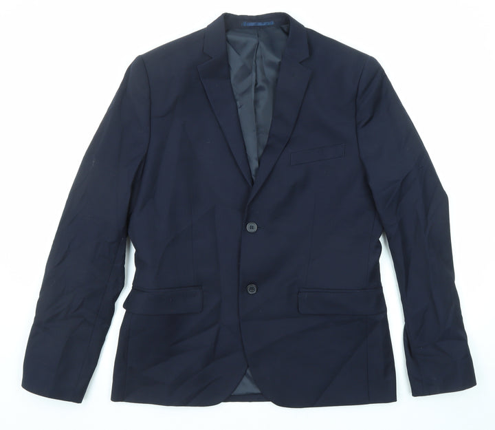 H&M Mens Blue Polyester Jacket Suit Jacket Size 50 Regular