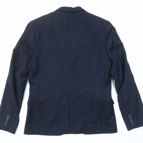 H&M Mens Blue Polyester Jacket Suit Jacket Size 50 Regular
