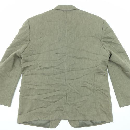 Pierre Remon Mens Green Striped Viscose Jacket Blazer Size 46 Regular
