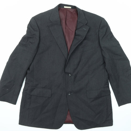 Greenwoods Mens Black Wool Jacket Suit Jacket Size 46 Regular