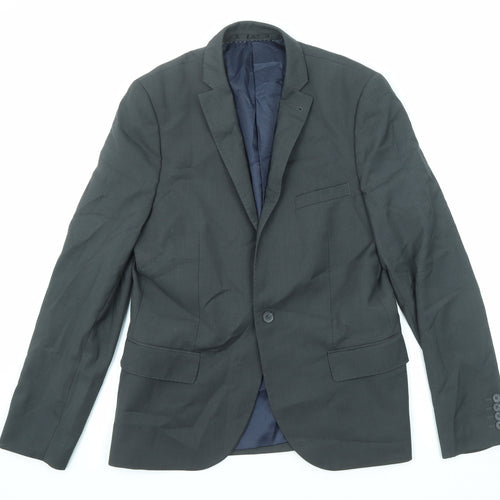 Topman Mens Grey Polyester Jacket Suit Jacket Size 40 Regular