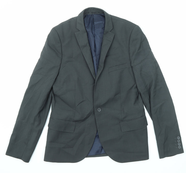 Topman Mens Grey Polyester Jacket Suit Jacket Size 40 Regular